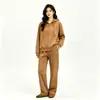 Conjunto de Sudadera con Cremallera Estilo Europeo y Americano para Mujer de Comercio Exterior Amazon, Conjunto de Sudadera con Cremallera de Felpa Estilo Coreano + Pantalones de Pierna Ancha