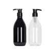 Botella dispensadora de loción redonda transparente con hombros caídos 500 ml, botella de gel de ducha 300 ml, botella de champú