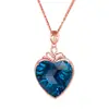 Grande Diamante Nu Pêssego Coração Tinta Diamante Azul Pingente Pingente de Topázio Imitação Conjunto com Diamante Sul-Africano Londres Azul Pingente Colar