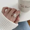 Anel S925 de prata esterlina minimalista com estrela de ágata preta de ponta dupla para mulheres, design aberto ajustável, anel para dedo indicador de estilo nicho de alta qualidade, moderno