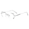 Gafas de lectura sin montura de borde cortado con incrustaciones de diamantes, estilo nuevo para mujer, para personas mayores, progresivas, color rosa, con filtro de luz azul, venta al por mayor de fabricante