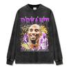 Camiseta de manga corta con estampado retro transfronterizo de Kobe Kobe, estilo urbano estadounidense, lavada, de algodón pesado, con cuello redondo y cuello pequeño, moderna.