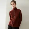 Cardigã de tricô Pin Kang Saini~100% caxemira pura com gola alta para mulheres, apresentando um design exclusivo de botões diagonais