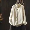 Nuevo Producto Otoño/Invierno 2026 Estilo Coreano Holgada Casual Camiseta Térmica de Manga Larga con Cuello Alto y Botones para Mujer MHT