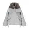 Primavera 2026 Nuevo Producto Moda Callejera Femenina Europea y Americana Chaqueta Acolchada de Lana con Cuello Grande de Piel W091 3062