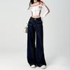 Pantalones de mezclilla versátiles adelgazantes de cintura alta Tannin 2025 Primavera Adelgazamiento de vientre Pantalones sueltos de pierna ancha Ropa de mujer