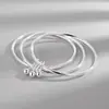 Pulseira Sansheng III Feminina Moda Sino Três Anéis Anel Pulseira Gravação Pulseira de Boca Fechada para Namorada Presente de Dia dos Namorados