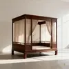 Cama con dosel estilo canción, Cama nido estilo chino nuevo, Cama con dosel doble de madera maciza, Cama con dosel de cuatro postes estilo antiguo Ming y Qing, Cama de dormitorio para casa de huéspedes