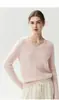 ¡Giro Vintage! Suéter de Cachemira Artístico Estilo Coreano Otoño/Invierno para Mujer, Cuello en V, Tejido de Trenza, Color Sólido, Jersey