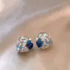 Aretes Geométricos de Mariposa de Cristal con Pasador de Plata Electrochapado en Oro Real de 18K Estilo Mori Estilo Fresco Elegantes Pendientes Versátiles para Mujer