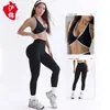 Conjunto de Dos Piezas de Ropa Deportiva de Nylon Sin Costuras Europeo y Americano, Sujetador Deportivo, Pantalones de Yoga, Running, Fitness, Deporte, Yoga