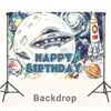 Novo banner de festa de aniversário infantil da Amazon tema espaço foguete topper para bolo do primeiro aniversário do bebê