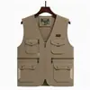 Colete casual de novo estilo para homens de meia-idade, adequado para primavera e outono, respirável e adequado para pesca, esportes ao ar livre e montanhismo