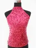 Nuevo Chaleco Delgado de Lentejuelas en el Cuello Estilo Coreano Moda para Mujer Combinación Perfecta Doble Cara Lentejuela Delgado Camiseta Básica