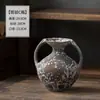 Vaso de Cerâmica Antigo Desgastado de Jingdezhen Estilo Wabi-Sabi Pote de Cerâmica Rústico para Pousada Arranjo de Flores Secas Decoração de Mesa Feita à Mão