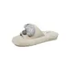 Confort para el Hogar Otoño/Invierno Estilo Coreano Chanclas para Mujer Slip-On Suela Suave Con Felpa Algodón Pantuflas Viento Interior Lindas Punta Abierta