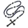 Collar Retro Religioso Personalizado No Magnético Transfronterizo Europeo y Americano Colgante de Piedra Natural con Cuentas Hecho a Mano Rosario