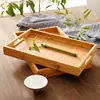 Nueva Bandeja de Escritorio de Madera de Bambú Chino Plato Casero para Desayuno Plato de Madera Maciza de Hotel Bandeja para Tazas y Accesorios de Té Bandeja de Mano