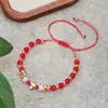 Pulseira Coração de Amor Mais Vendida Transfronteiriça para Mulheres, Pulseira Trançada de Corda Vermelha da Moda, Um Coração, Uma Mente, Joias Atacado Pulseira de Coração de Pêssego