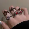 Anillo de Cuervo Espina Oscura Transfronterizo Europeo y Americano Personalidad Nicho Femenino Anillo Cruzado de Amor Anillo Abierto Accesorios