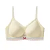 Ropa Interior de Lunares sin Costuras para Mujer con Costuras de Color Contrastante, Dulce Estilo Ballet, Push-Up para Busto Pequeño, Sujetador sin Varillas para Mujer