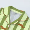 Conjunto Sencillo de Pijama Cardigan Verde de Seda de Leche Transfronterizo para Mujer, Manga Corta, Pantalones Cortos, Ropa de Casa Casual Transpirable