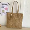 Bolso de Hombro Tejido Transfronterizo para Mujer, Bolso Tote de Viaje Nuevo de Moda Primavera/Verano 2026, Bolso de Paja de Gran Capacidad para Vacaciones
