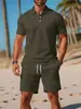 Nuevo conjunto de verano para hombre, casual, deportivo, versátil, corte slim, manga corta, moda, camiseta POLO y shorts, transfronterizo