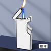 Encendedor creativo a prueba de viento de doble llama depósito de gas transparente metal llama abierta recta regalo publicidad promoción letras moxibustión