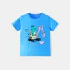 Suministro transfronterizo camiseta de manga corta para niños primavera-verano 2026 con estampado de animales de dibujos animados y coches, top de cuello redondo para bebés y niños pequeños