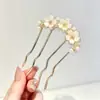 Grampo de Cabelo Vintage para Mulheres, Grampo de Cabelo Metálico de Alta Qualidade em Forma de U com Peônia, Grampo Sofisticado de Nicho, Acessório de Cabelo Estilo Antigo Venda por Atacado