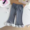 Moletom Infantil para Meninas Roupa Infantil Coreana Camiseta Macia e Encerada de Manga Comprida Moletom Doce de Renda Creme Top Outono Novo