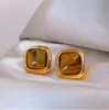 Versátil Serie de Pendientes Estilo Maillard Retro Piedra Ojo de Tigre Color Caramelo, Pendientes Exquisitos y Lujosos de Otoño e Invierno al por Mayor