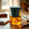 Taza de Té de Cerámica de Vidrio Juego de Té Taza Separación Agua Té Taza para Preparar Té Regalo de Negocios con Tapa Venta al por Mayor