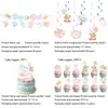 Kit Festa Revelação de Gênero Ursinho Menino ou Menina Azul Rosa Batizado Pratos de Papel Copos de Papel Toalha Balões Decorações