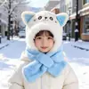 Conjunto de Gorro y Bufanda de Gato para Niños, Invierno Felpa Lindo Gorro con Protección para Orejas de Bebé Niña, Calentador de Cuello Grueso y Cálido para Niños