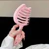 Peine de Costilla con Orejas de Gato para Estilismo de Corona Alta, Peine Portátil para Cabello Largo, Cabello Rizado, Estilismo Voluminizador, Peine de Costilla Hueco con Masaje de Autolimpieza