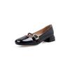 Zapatos Mary Jane de Piel de Vaca Patentada Literarios y Versátiles Primavera 2024 Tacón Bajo Grueso Punta Cuadrada Hebilla Cuadrada Metálica Zapatos de Cuero Completo para Mujer
