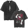 Camiseta Lavada Retro Zenin Maki de Anime Jujutsu Kaisen para Hombres y Mujeres Algodón de Alta Calidad Streetwear