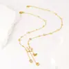 Lele Jewelry Popular de Europa y América Collar de Doble Capa de Concha Blanca Moda Árbol de la Vida Palma Borla Larga Flor Cadena para Clavícula