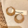 Brincos Grandes Trançados Estilo Resort à Beira-Mar para Mulheres, Brincos Exagerados Estilo Étnico Retrô, Brincos de Luxo Adequados para o Verão