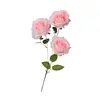 Flor Artificial de Rosa Redonda de Tres Cabezas Flor Artificial Arreglo de Boda Flor de Rosa Individual Adornos para Sala de Estar Flor de Seda Flor Decorativa Boda