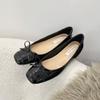 Altura Interior Calzado de Mujer Lazo Punta Cuadrada Planas Zapatos de Ballet Ropa Exterior de Mujer Dulce Versátil Generoso Boca Baja Zapatos de una Sola Capa
