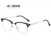 Nuevas gafas de media montura de metal transparente TR90 para cejas con montura cuadrada para miopía y luz azul, montura para gafas de negocios para hombres