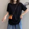 Camiseta suelta de manga corta con cuello redondo, que cubre la parte trasera, con diseño de costuras expuestas para mujer, nuevo estilo de verano, combinada con top de pantalones de tiburón