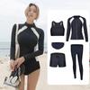 Traje de Mergulho Coreano Feminino Traje de Mergulho de Água-viva Protetor Solar Snorkel Manga Longa Tamanho Grande Conjunto com Saia Dividida Roupa de Banho para Surf