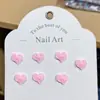 Manicure em Resina Coração Estéreo Rosa Joias para Unhas DIY Brincos Capa de Celular Acessórios de Unha Vestíveis