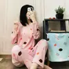 Pijama Cuadros Clásico Blanco y Negro para Mujer, Primavera y Otoño, Cuello Redondo, Se Puede Usar Afuera, Imitación de Algodón, Transpirable, Delgado, Ropa de Casa, Conjunto de Manga Larga