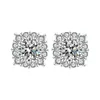Brincos Stud Redondos Quadrados de Diamante de Alto Carbono com Quatro Garras para Mulheres, Brincos Ins em Formato de Coração com Zircônia de Seis Garras, Exclusivo para Vendas Transfronteiriças