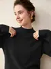 Suéter de Cashmere Puro com Gola Meia-Alta Engrossada para Mulheres Outono Inverno Mangas com Trança Malha Base Solta Afinando Suéter Top de Malha
